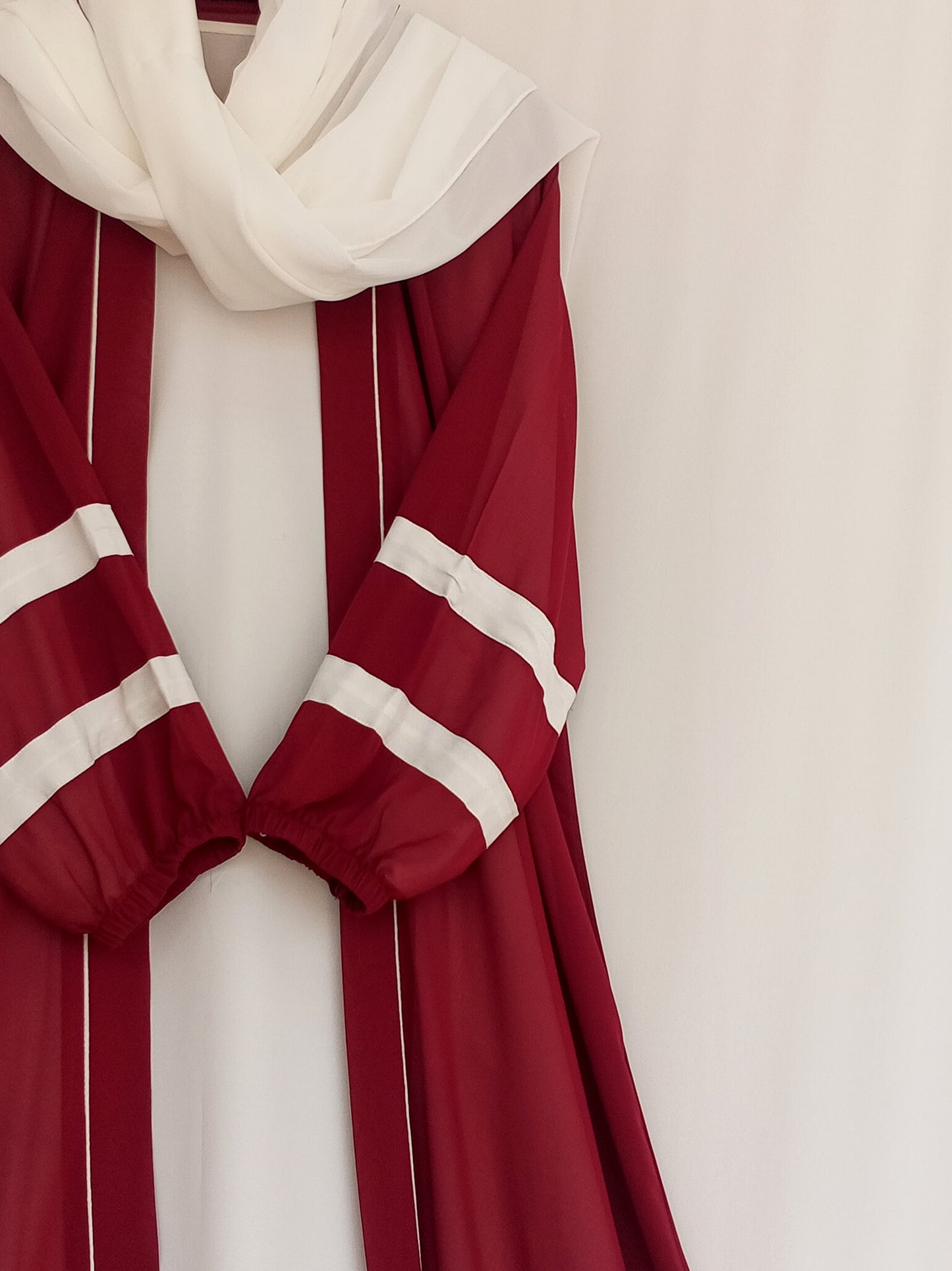 Designer Strap Abaya Cherry