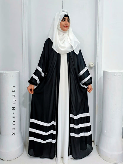 Designer Strap Abaya Black