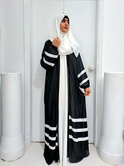 Designer Strap Abaya Black