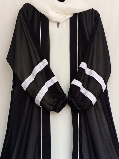 Designer Strap Abaya Black