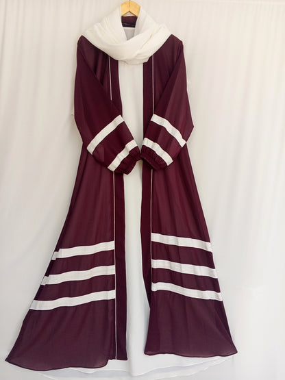 Designer Strap Abaya Maroon