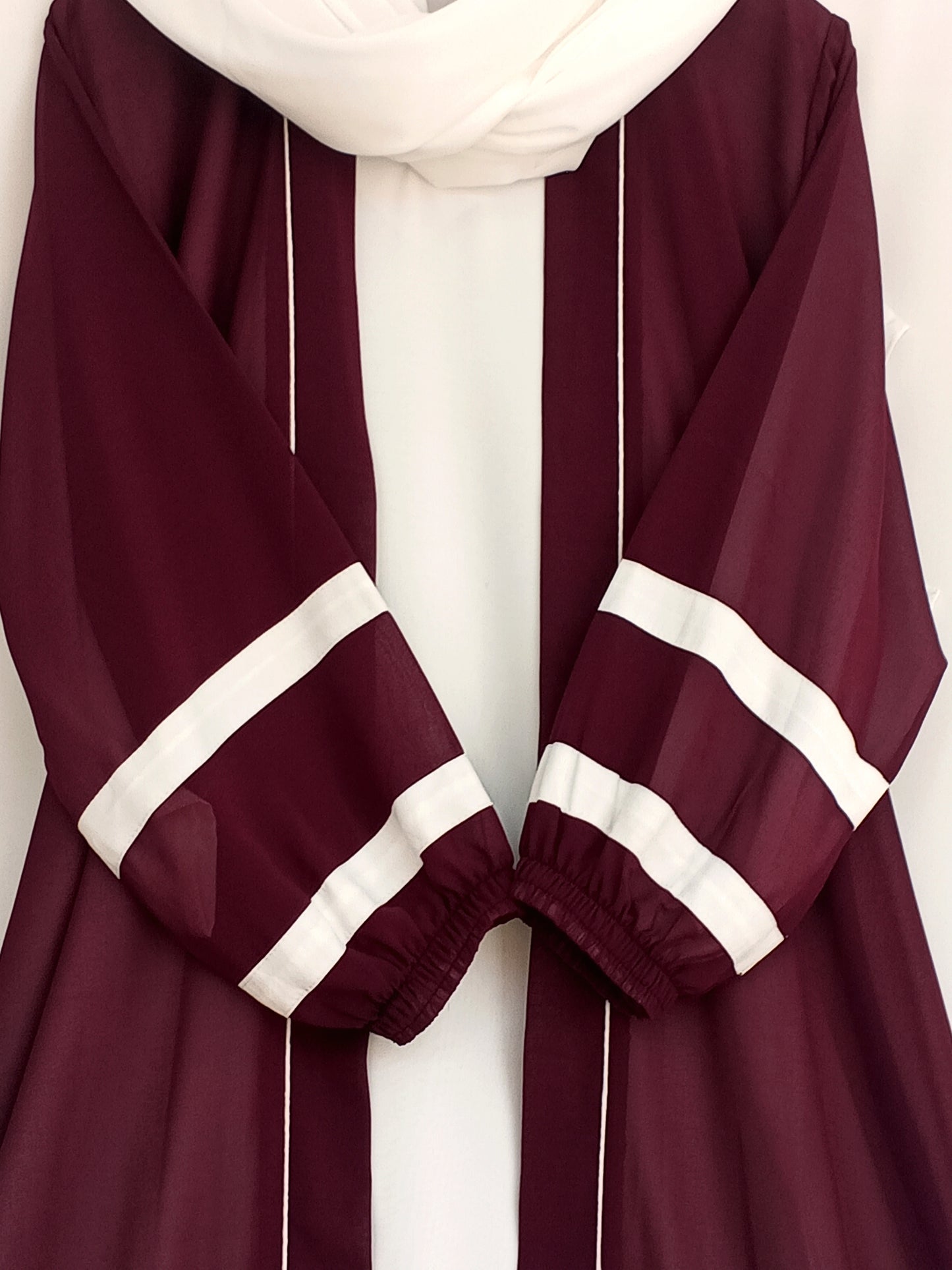 Designer Strap Abaya Maroon