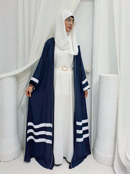 Designer Strap Abaya Blue