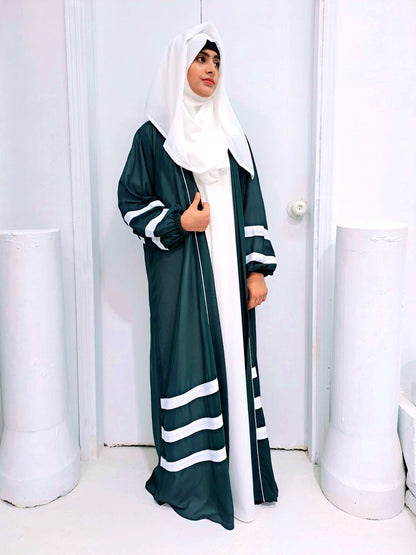 Designer Strap Abaya Emerald Green