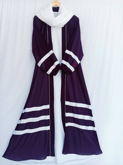 Designer Strap Abaya  plum purple