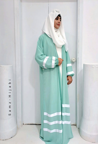 Designer Strap Abaya Aqua Green