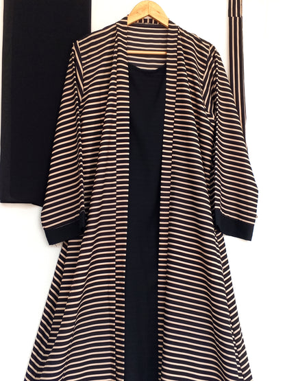 Bloom Stripes attached Upper Abaya