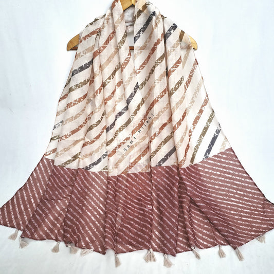 Diagonal Lines Lawn Hijab pumpkin peach