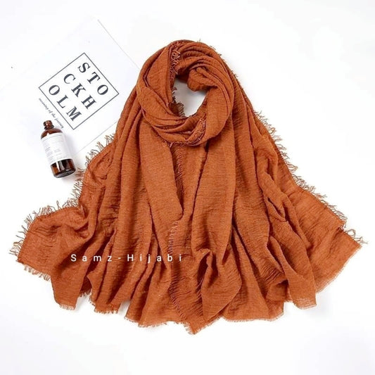 Summer Crimps Hijab - Burnt Orange 1