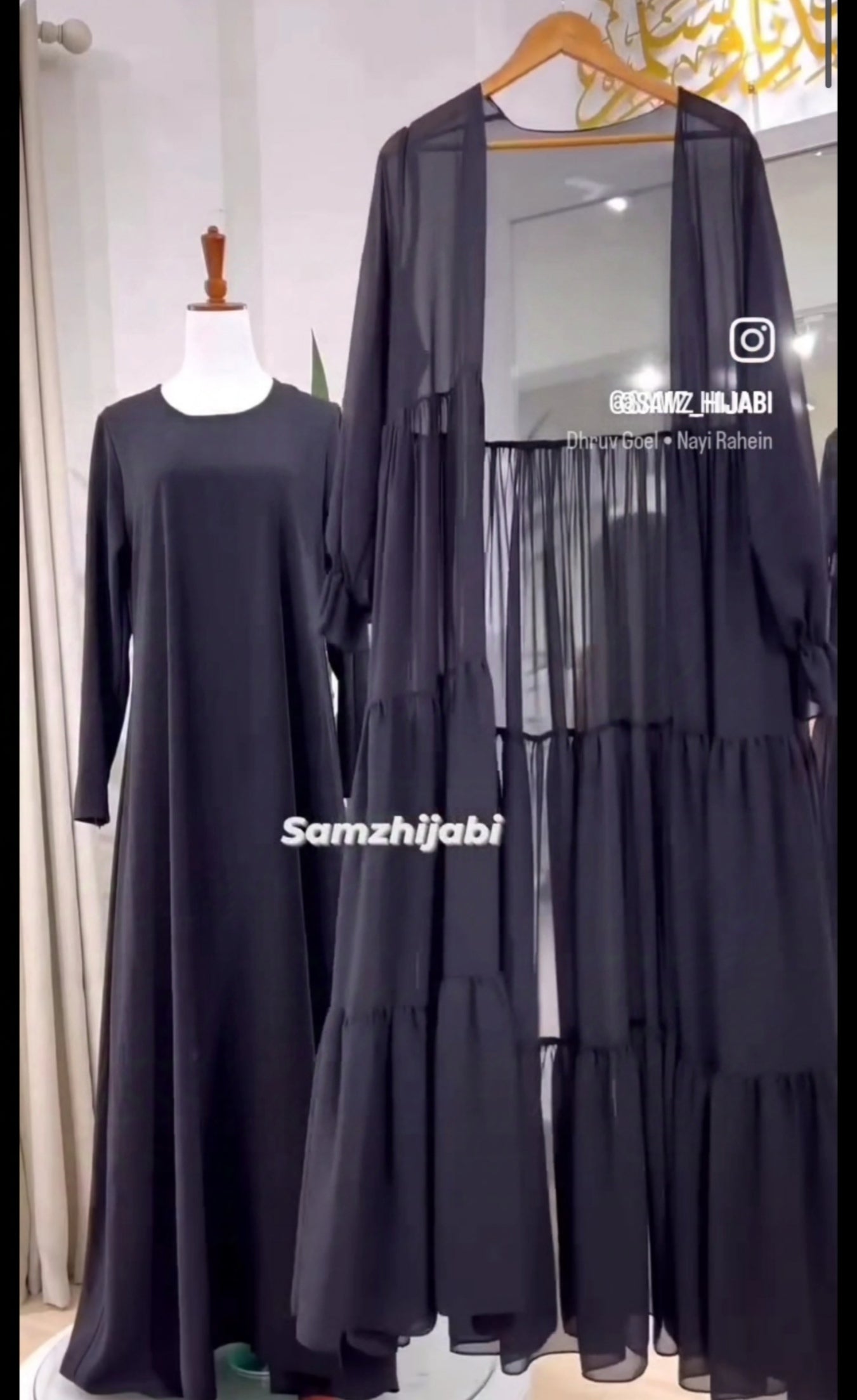 Separate Upper Frill Abaya- Black