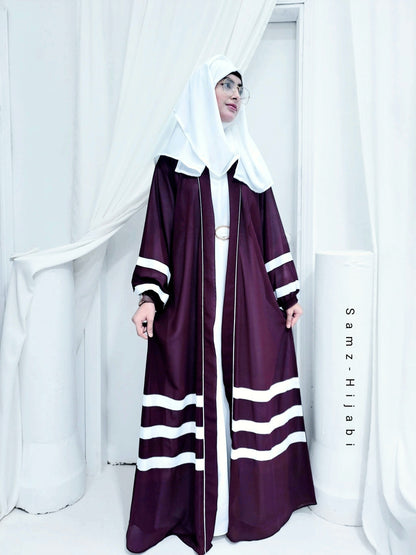 Designer Strap Abaya  plum purple