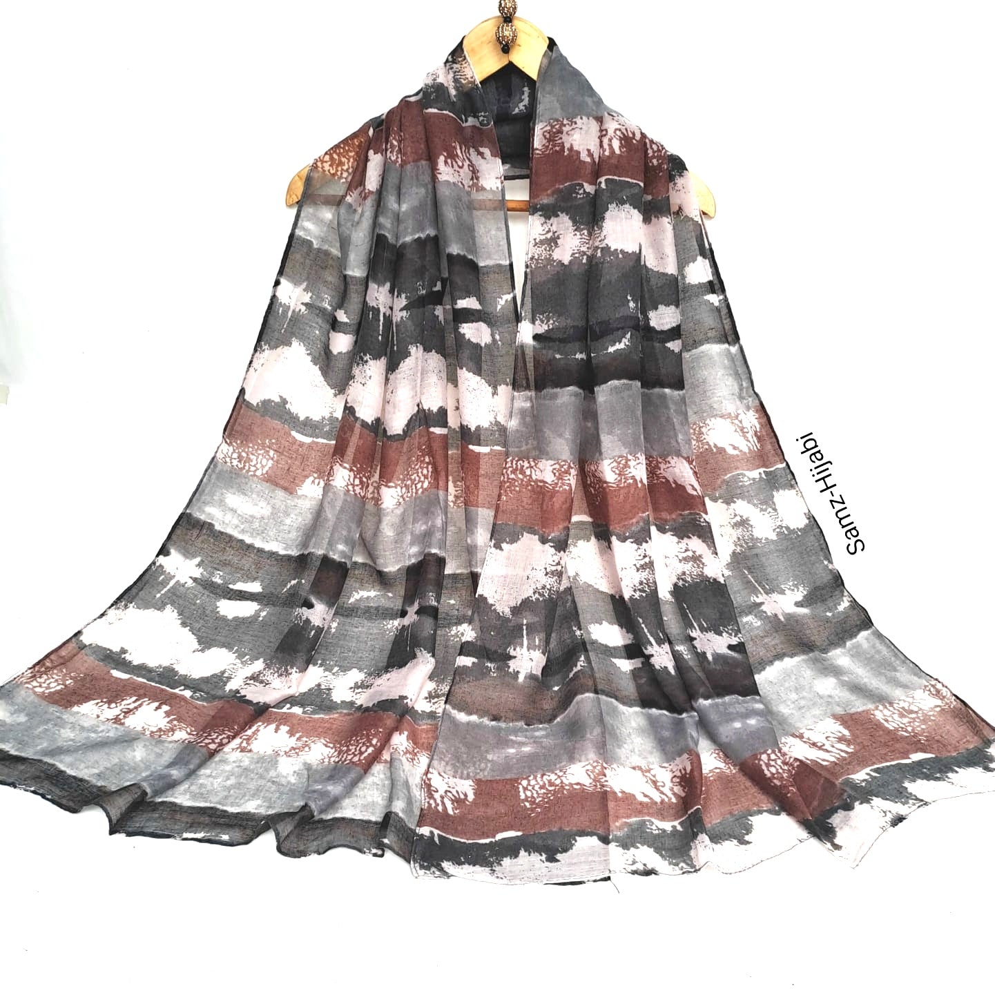 Tie Dye Statement Hijab-Grey Brown