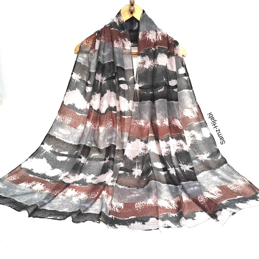 Tie Dye Statement Hijab-Grey Brown