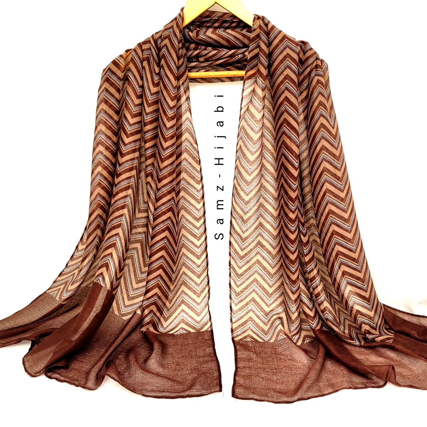 Zigzag Viscose Lawn Hijab- Camel Brown