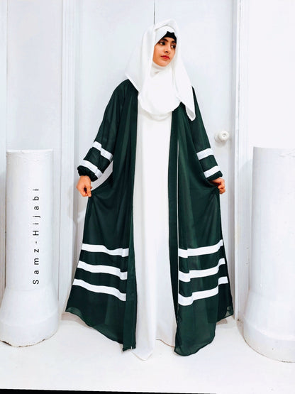 Designer Strap Abaya Emerald Green