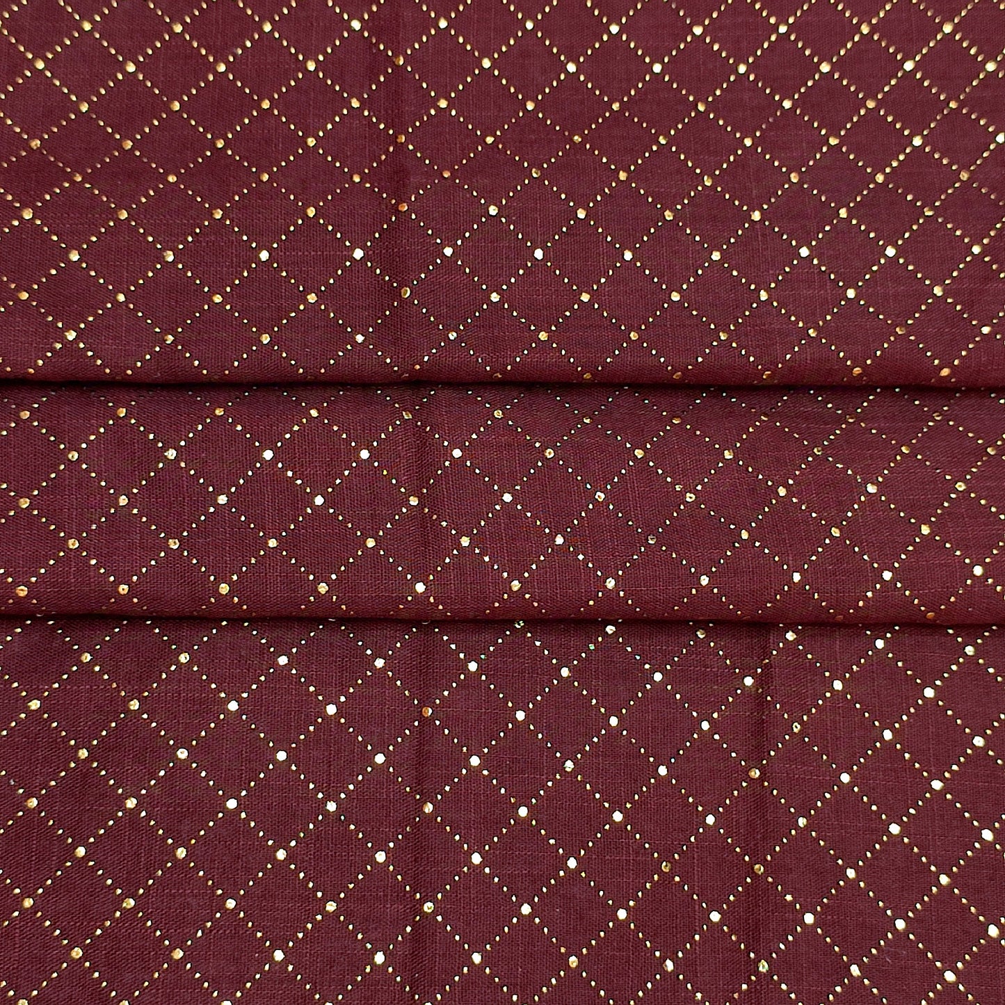 Gold Mukesh Viscose Check Hijab-Maroon