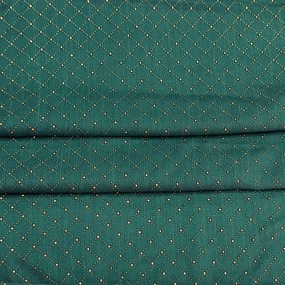 Gold Mukesh Viscose Check Hijab-Green