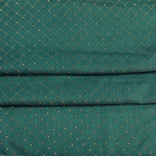 Gold Mukesh Viscose Check Hijab-Green