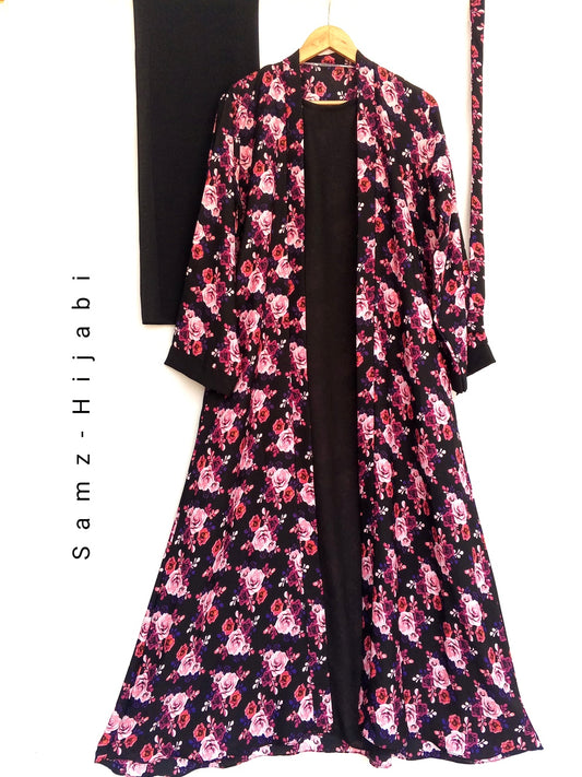 Aesthetic Floral Attached Upper Abaya