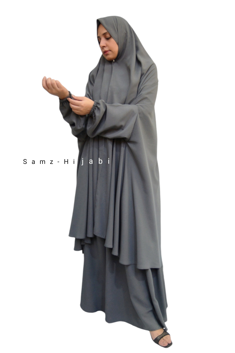 Two in One Saudi Jilbab - light gray