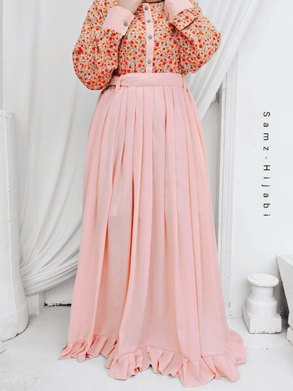 Floral Body Bottom Frill Maxi Abaya