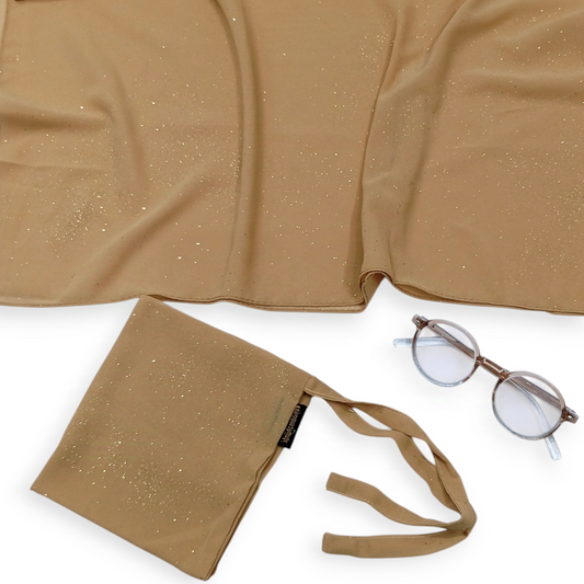 Sparkling Glitter Hijab Naqab Set Gold