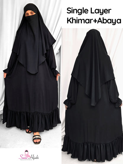 Single layer Khimar+ Bottom frill Abaya