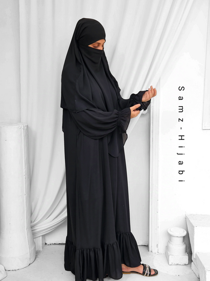 Single layer Khimar+ Bottom frill Abaya