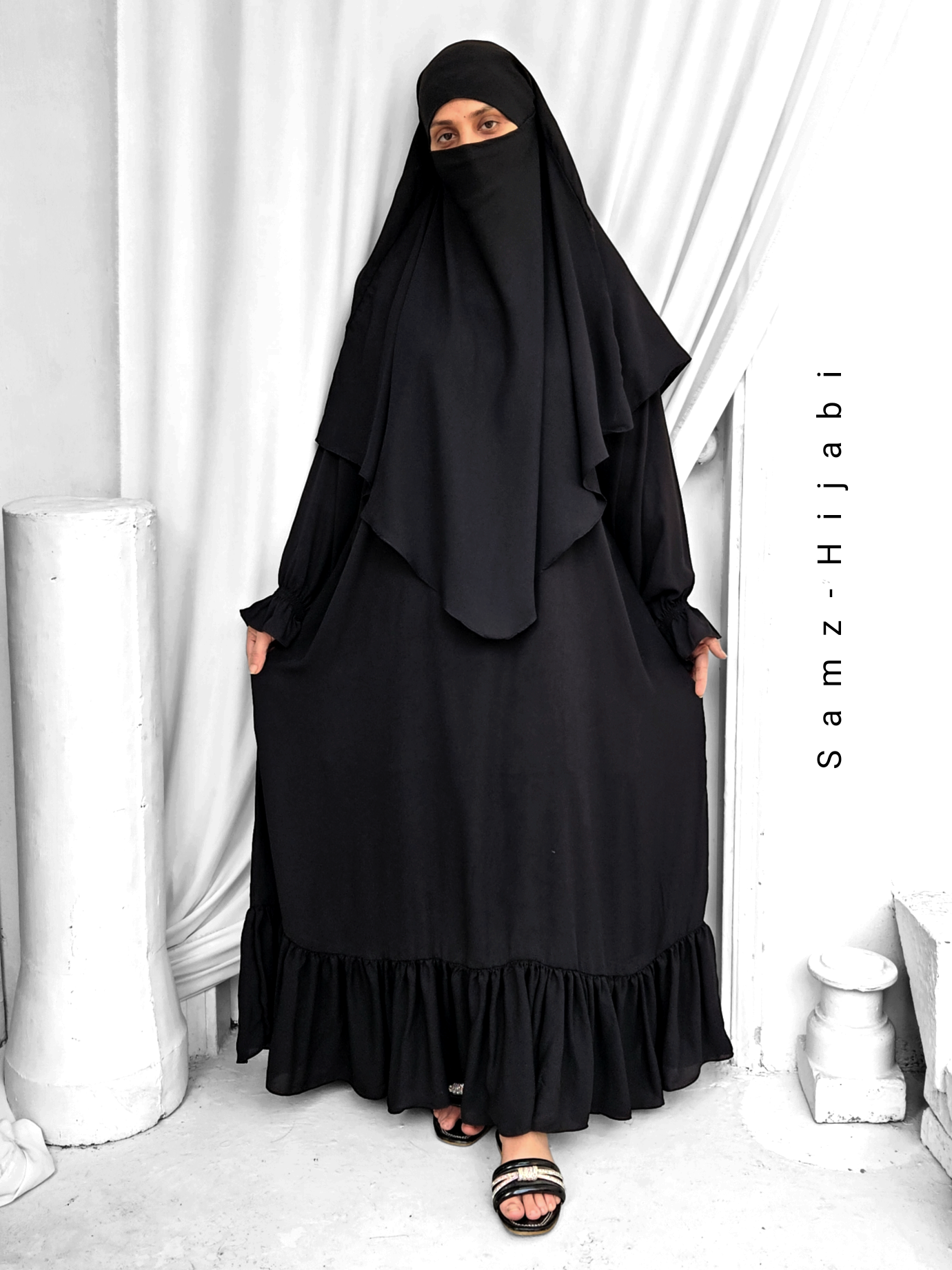 Single layer Khimar+ Bottom frill Abaya