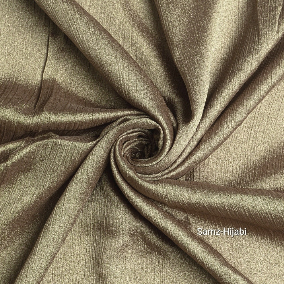 Luminous Crinkle Silk Hijab- Antique Gold 2