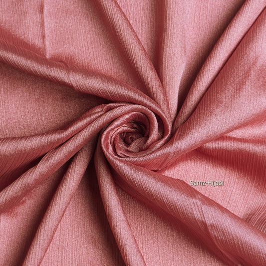 Luminous Crinkle Silk Hijab- Peach