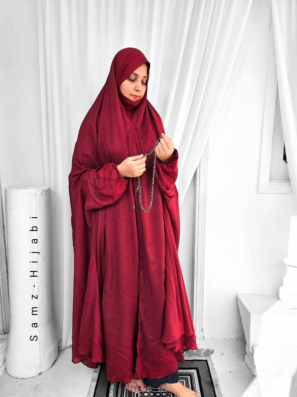 Linen Namaz Chadar- Cherry Red