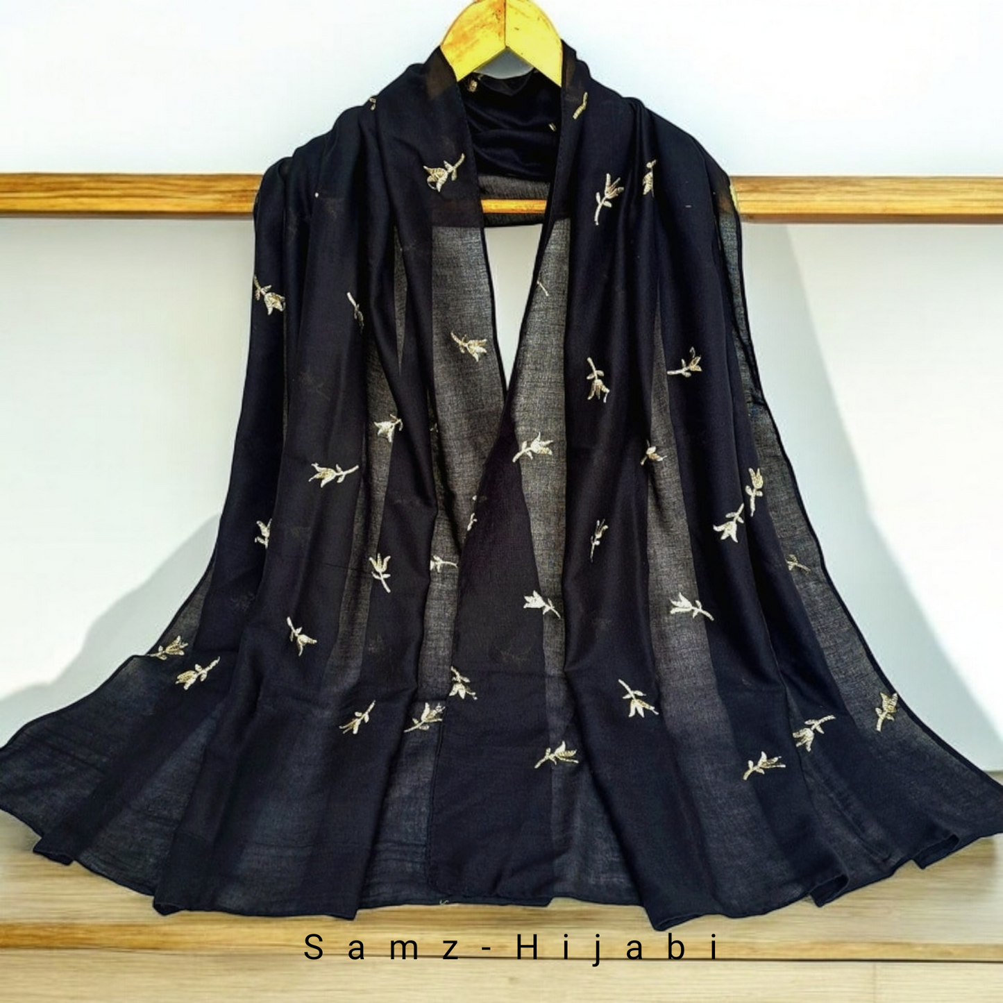 Floral Petal Embroidered Lawn Hijab