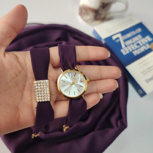 Watch Bracelet And Hijab Set _ Purple