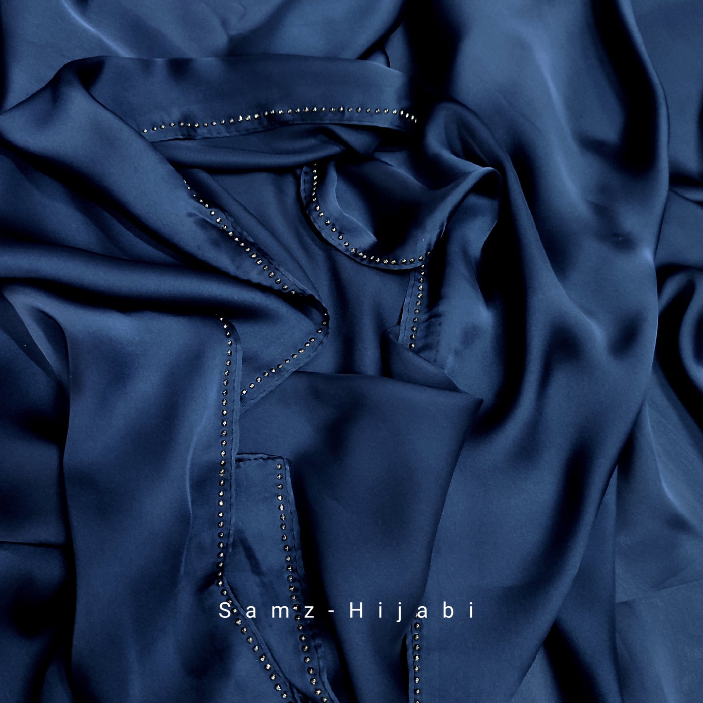 Satin Silk Stone Hijab_ Navy Blue