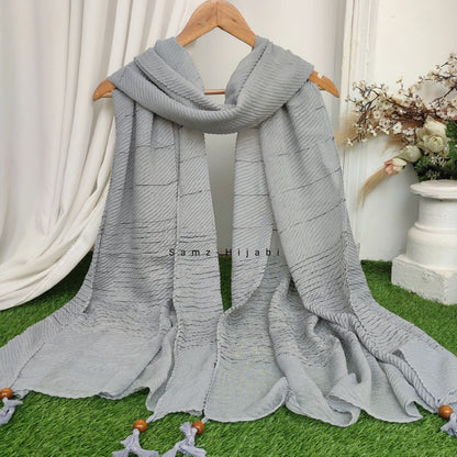 Crinkle -Thread Lawn Hijab -Silver