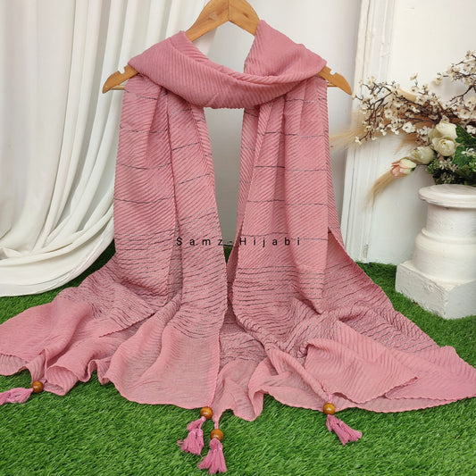 Crinkle -Thread Lawn Hijab -Tea Pink