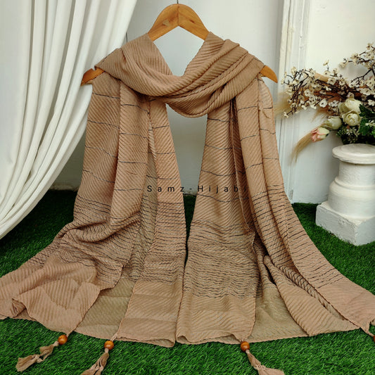 Crinkle -Thread Lawn Hijab -Dark Khaki