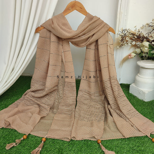 Crinkle -Thread Lawn Hijab -Light Khaki