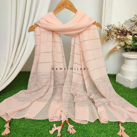 Crinkle -Thread Lawn Hijab -Powder Peach