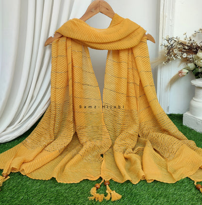 Crinkle -Thread Lawn Hijab -Mustard