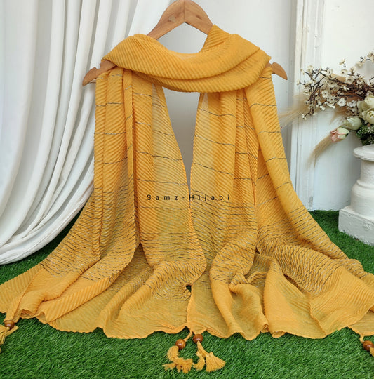 Crinkle -Thread Lawn Hijab -Mustard