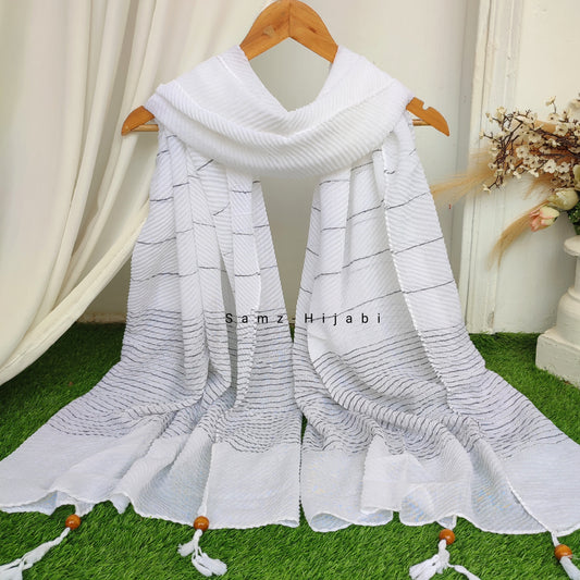 Crinkle -Thread Lawn Hijab -White