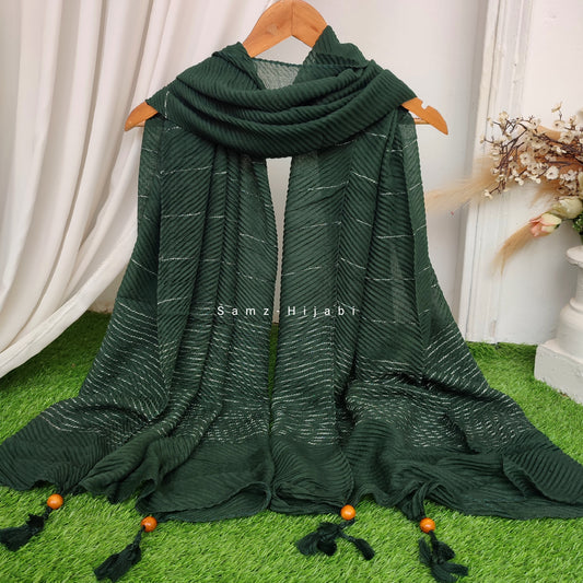 Crinkle -Thread Lawn Hijab -Dark Green