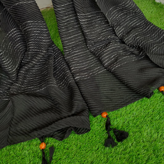 Crinkle -Thread Lawn Hijab -Black