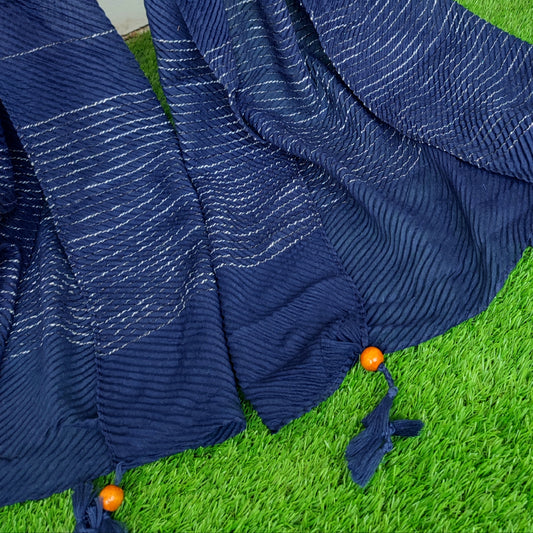 Crinkle -Thread Lawn Hijab -Navy Blue
