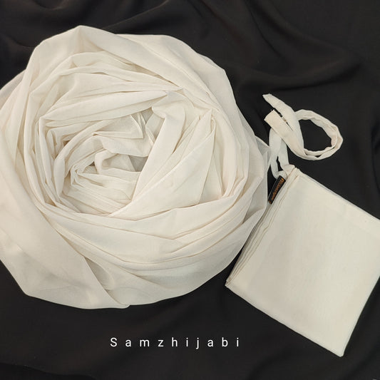 Moonlight Golden Shimmer Hijab Naqab Set-White