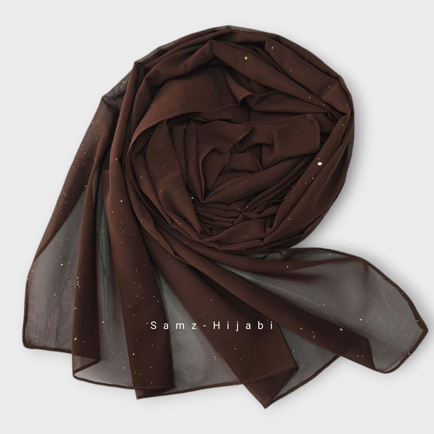 Sparkling Glitter Chiffon Hijab- Chocolate Brown