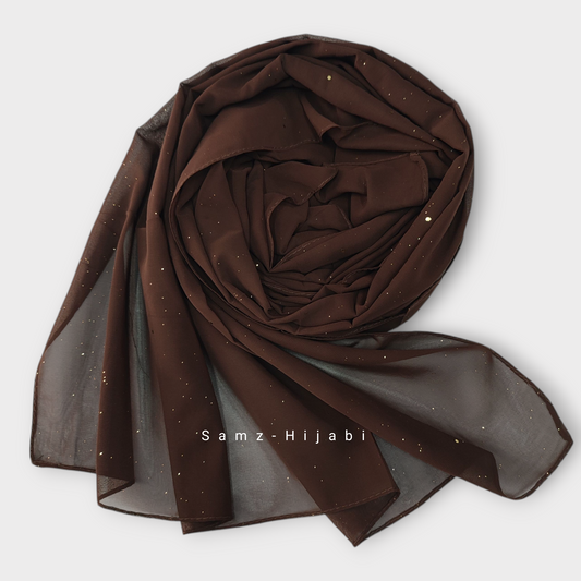 Sparkling Glitter Chiffon Hijab- Chocolate Brown
