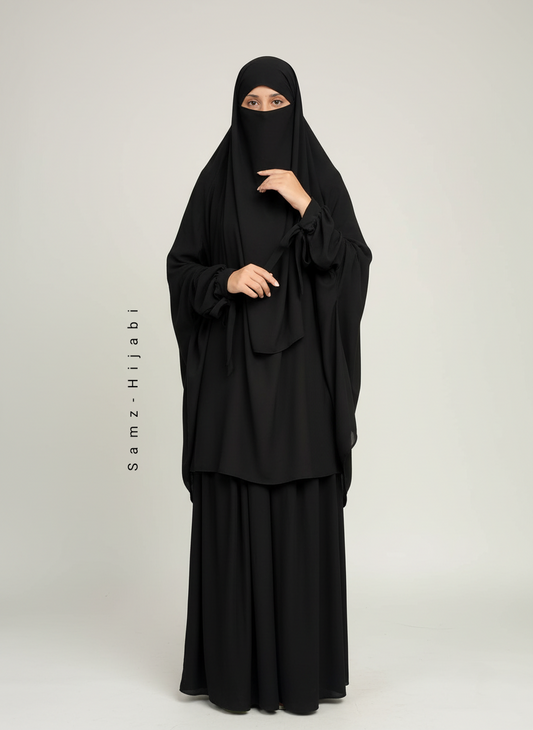 Single layer Khimar+ Bottom frill Abaya